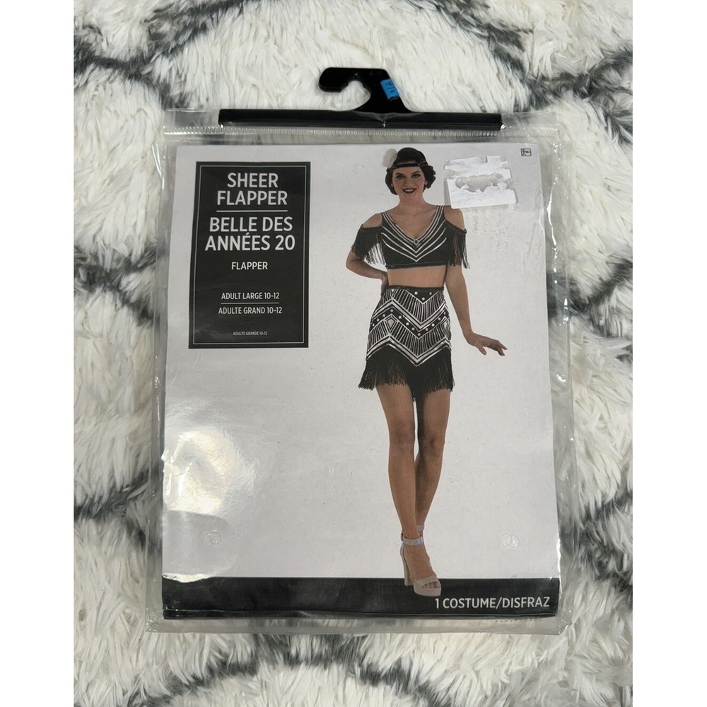 SUIT YOURSELF Sheer 20s Flapper Top Skirt Halloween Costume Womens L (10-12) NEW
